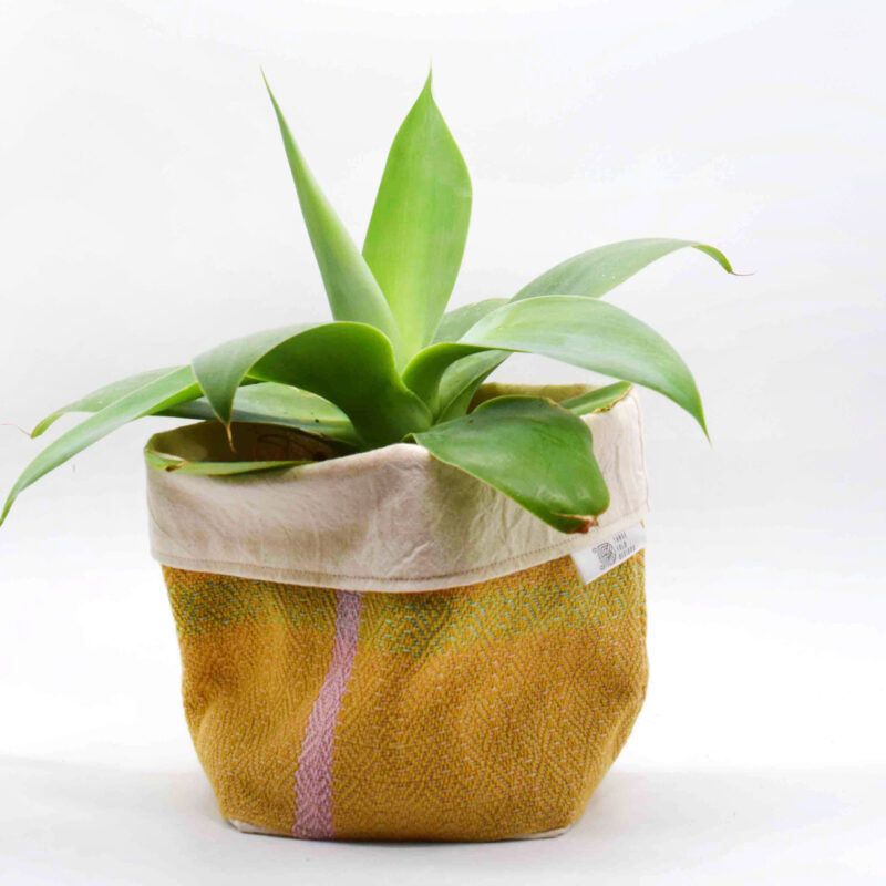 Plant Pot Holder in Mustard