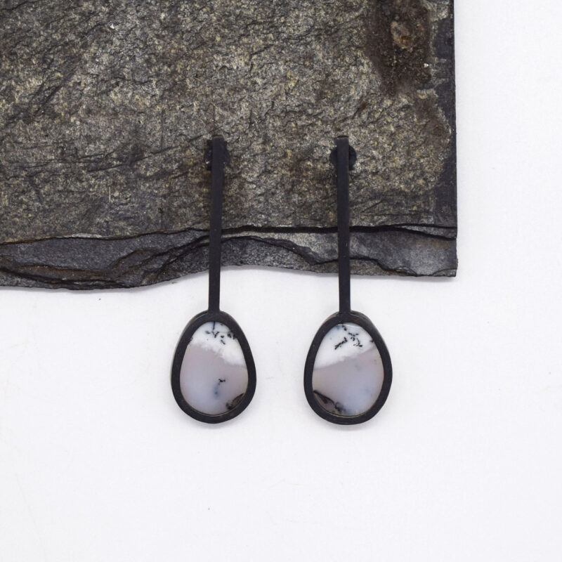 INCLUSION Dendrite Opal Pendulum Earrings