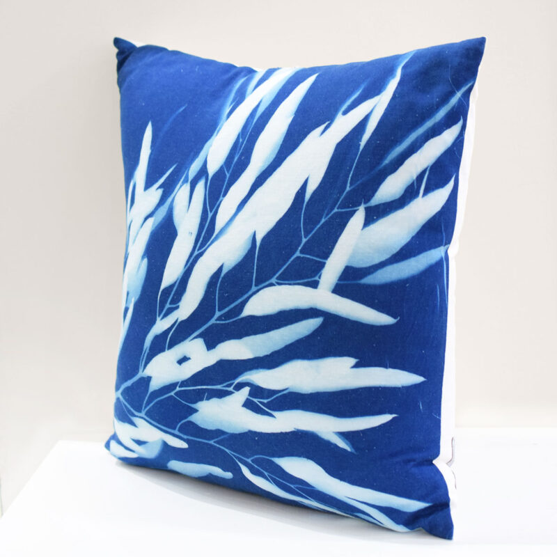 Cyanotype Cushion in Eucalyptus Leaves