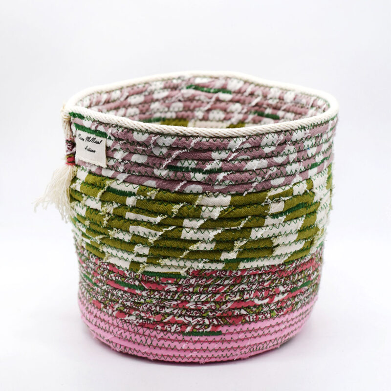 Medium Basket in Green and Pink