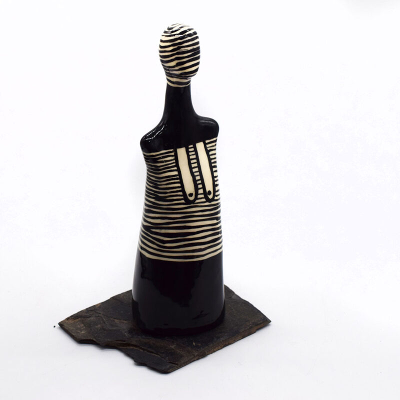 Ceramic Figure in Striped Face