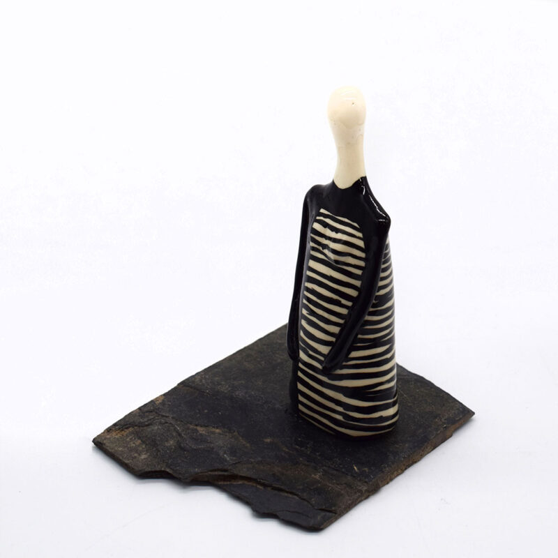 Small Ceramic Figure in Striped Torso
