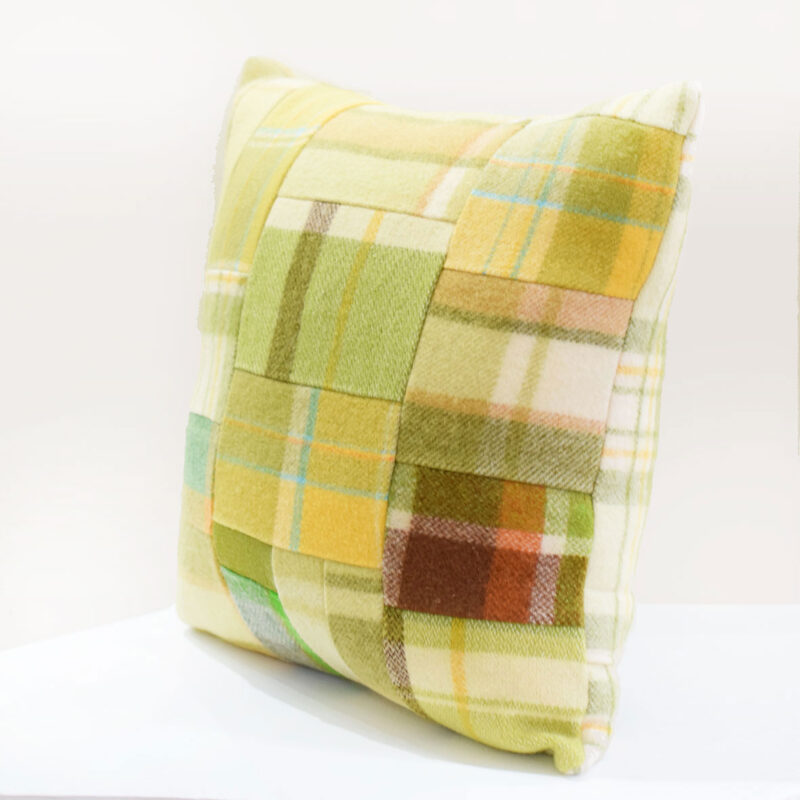 Vintage woollen blanket cushion