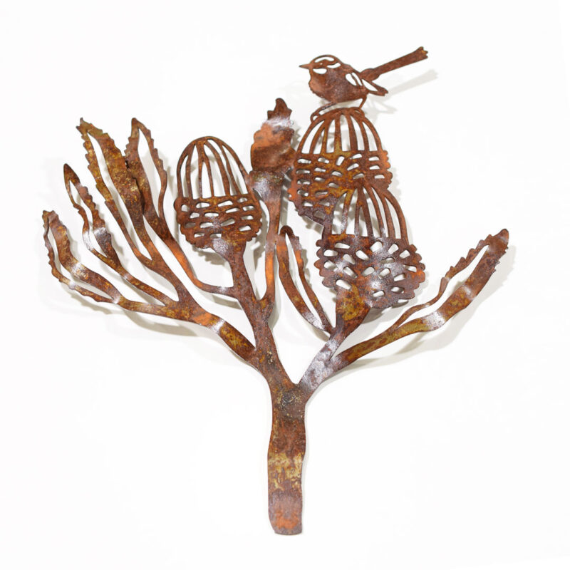 Protea & Wren pressed metal wall hanging