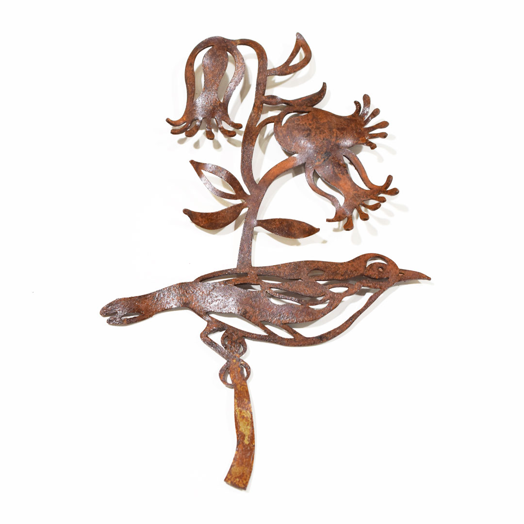 Honeyeater & Correa metal sculpture wall hanging